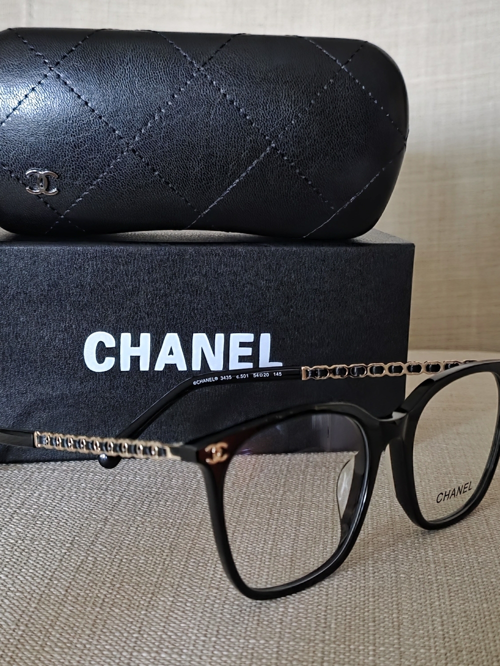 NWOT Chanel Black Square Clear Framed Eyeglasses CH345 54-20-145